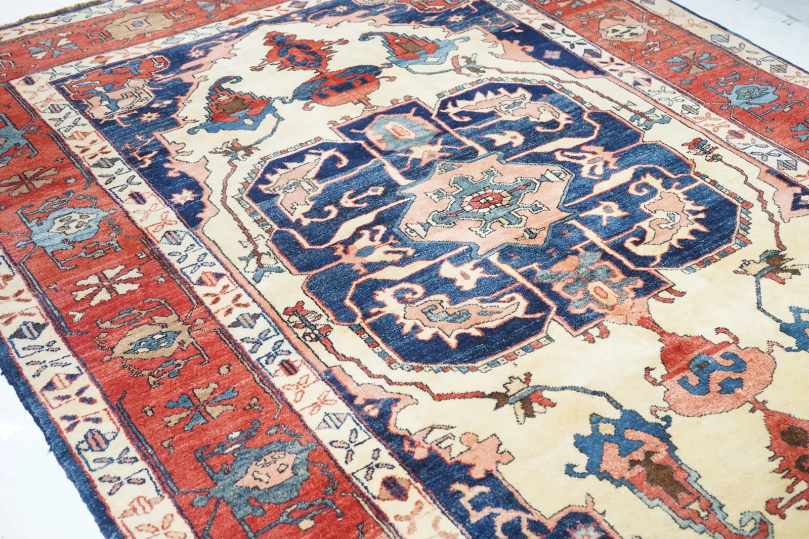 Early 21st Century Orange & Blue Serapi Rug 6'10 X 10'1" - 7