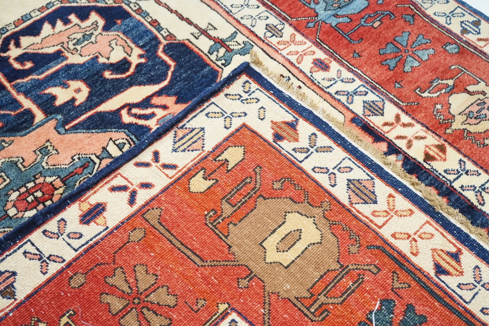 Early 21st Century Orange & Blue Serapi Rug 6'10 X 10'1" - 9