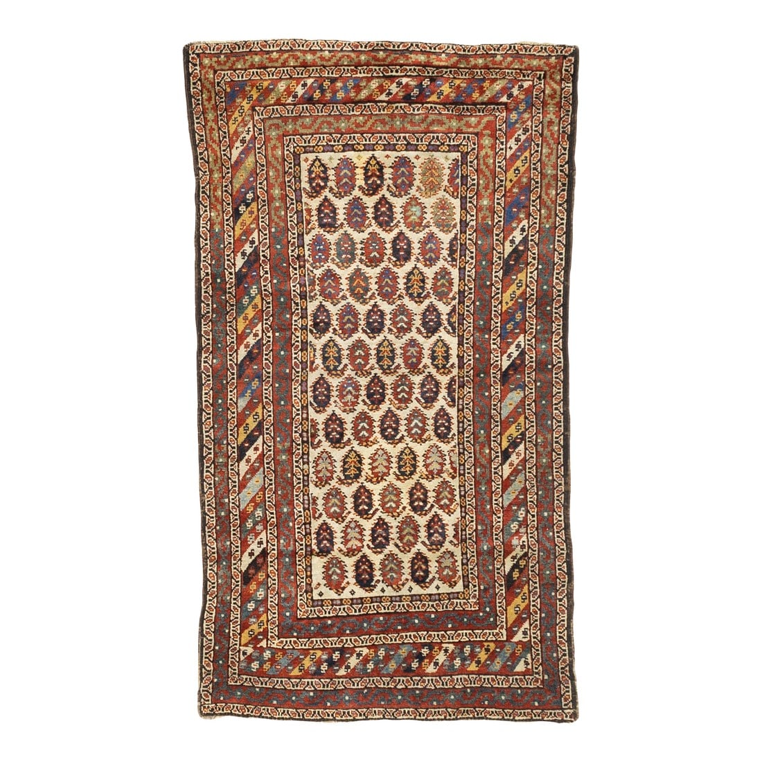 Antique Persian Lori Tribal Rug 3'6" X 6'6": Antique Persian Lori Tribal Rug 3'6" x 6'6". The rugs of the nomads of Luristan is western Persia. Geometric patterns in centralized or allover layouts, wool foundations, resemble somewhat their Fars