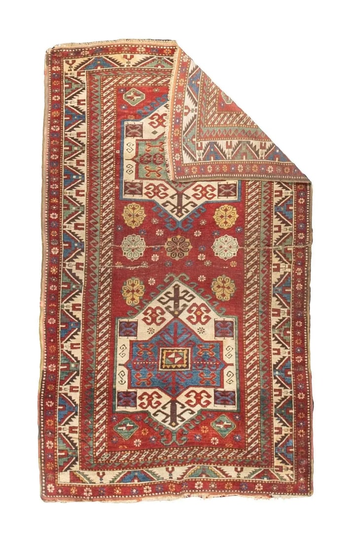 Antique Caucasian Kazak Rug 4'3" X 7'0" - 2