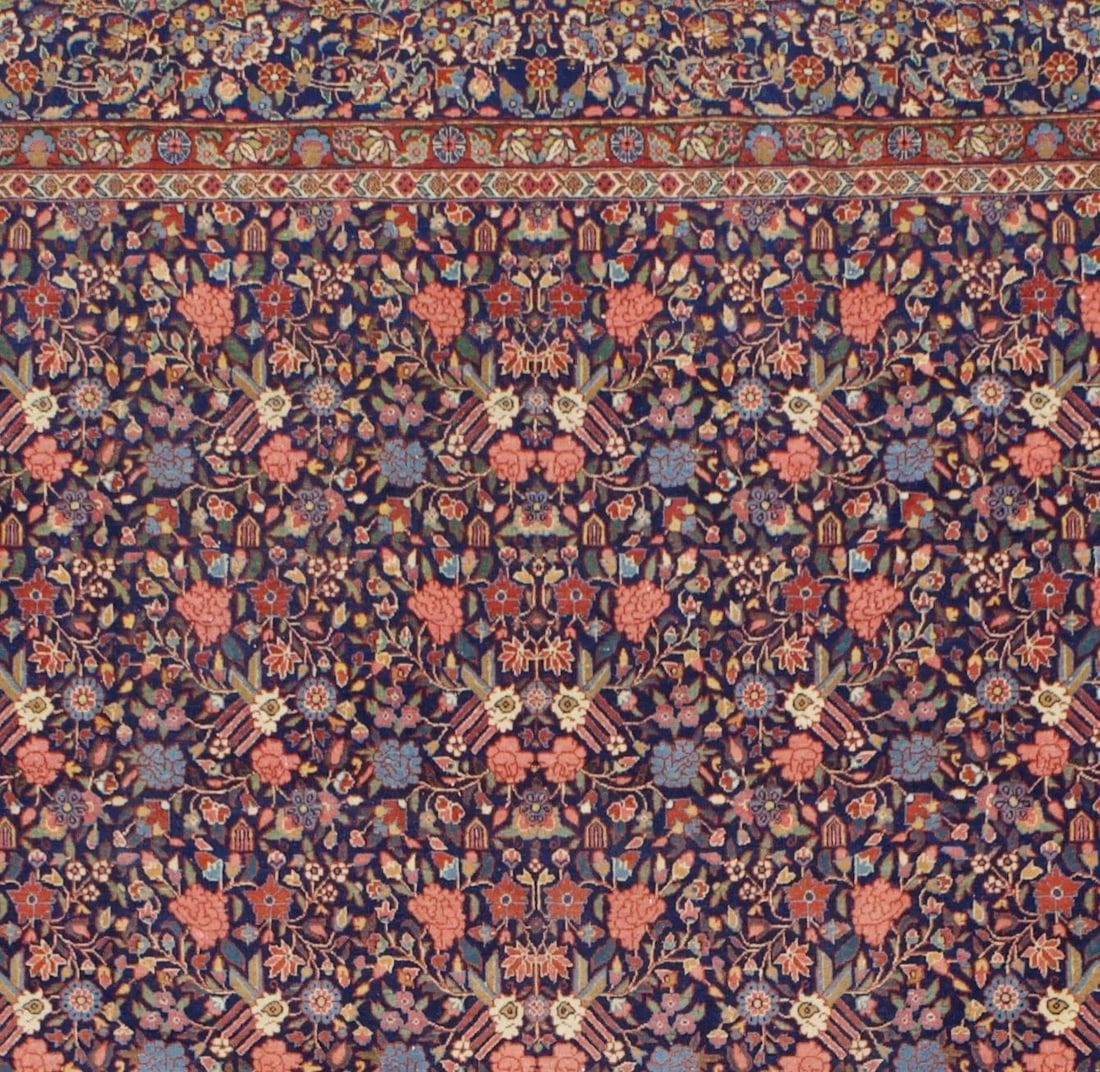 Antique Persian Dabir Kashan Rug 8'7" X 11'4" - 3