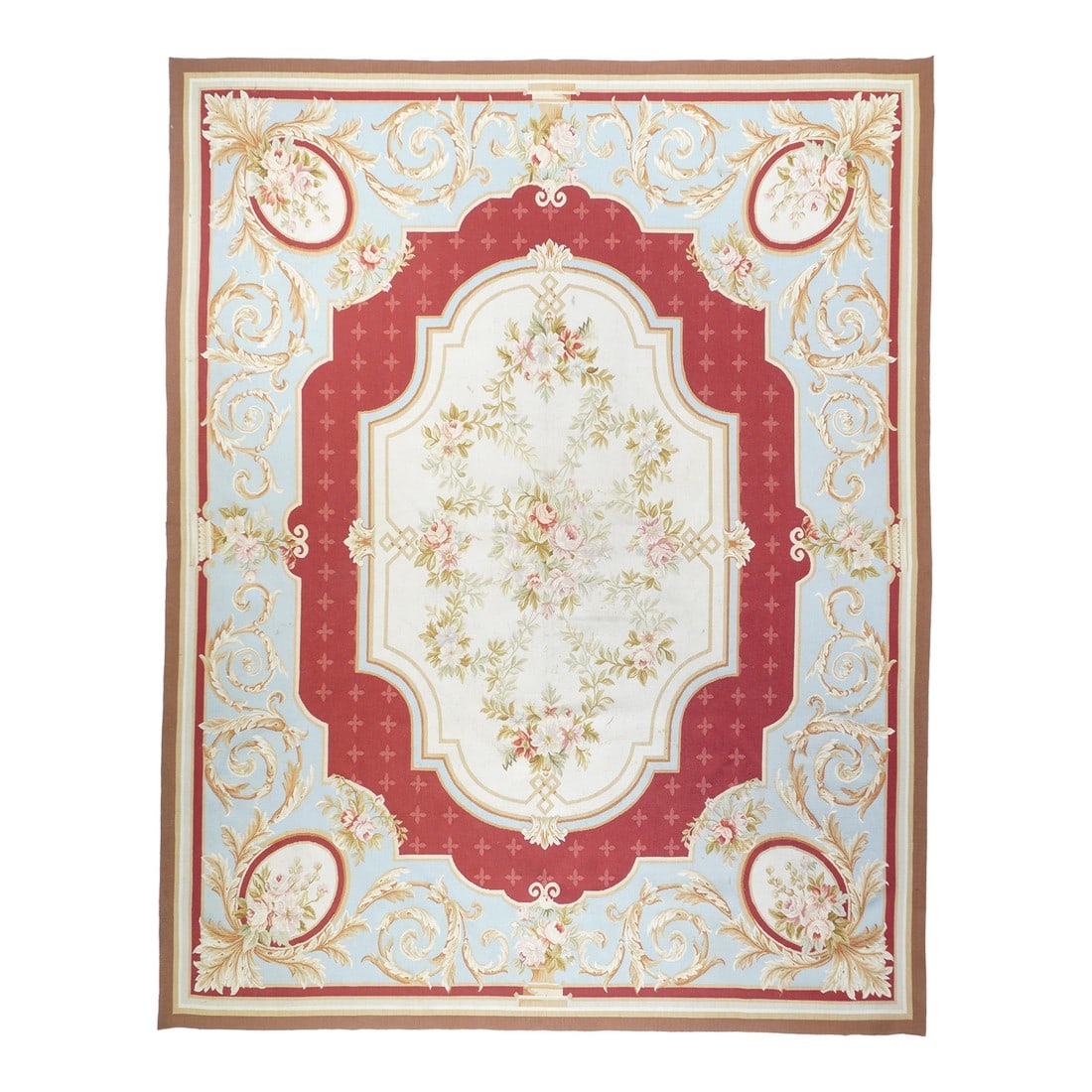 Aubusson Rug 8'0'' X 10'0'': Aubusson Rug 8'0'' x 10'0''. Refers generally to modern carpets in tapestry technique and inspired by French Aubusson designs of the 18th and later centuries. Geometric or semi-floral. Scatters 