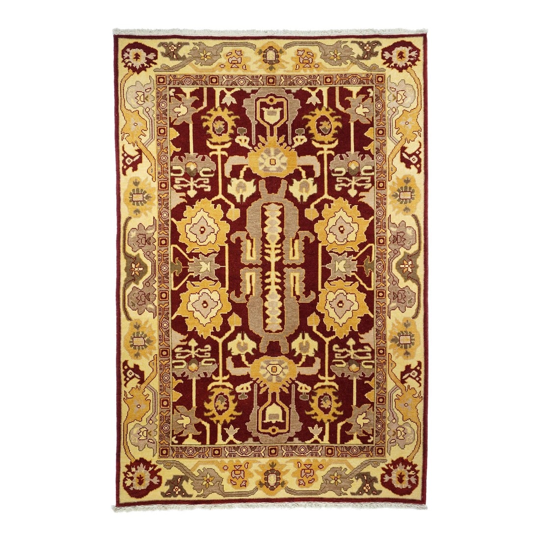 Turkish Oushak Rug 6'0" X 9'0": Turkish Oushak Rug 6'0" x 9'0". Town in Western Anatolia, weaving mostly room sizes, in coarse to moderate weave, high pile. Antiques are all wool, changing to cotton foundations in the 1920's.
