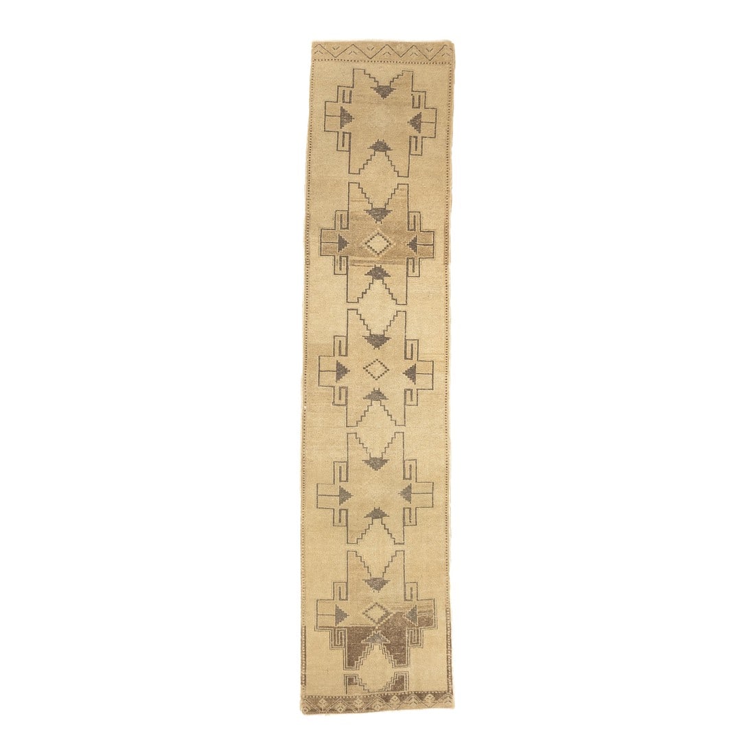 Fine Vintage Turkish Oushak Long Rug 2'10'' X 12'7'': Fine Vintage Turkish Oushak Long Rug 2'10'' x 12'7''. Town in Western Anatolia, weaving mostly room sizes, in coarse to moderate weave, high pile. Antiques are all wool, changing to cotton foundations