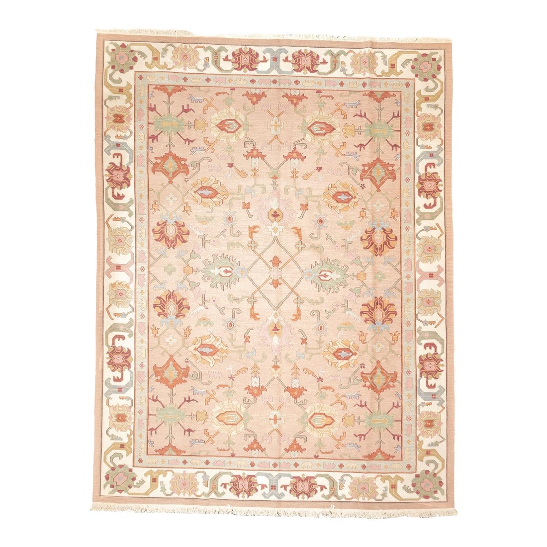 Turkish Sumak Rug 9'0" X 12'0": Turkish Sumak Rug 9'0" x 12'0". A technique rather than a specific type, in which warps are wrapped by colored wefts to create a pattern. Caucasian, Turkish, Persian and other types. Produces a flat s