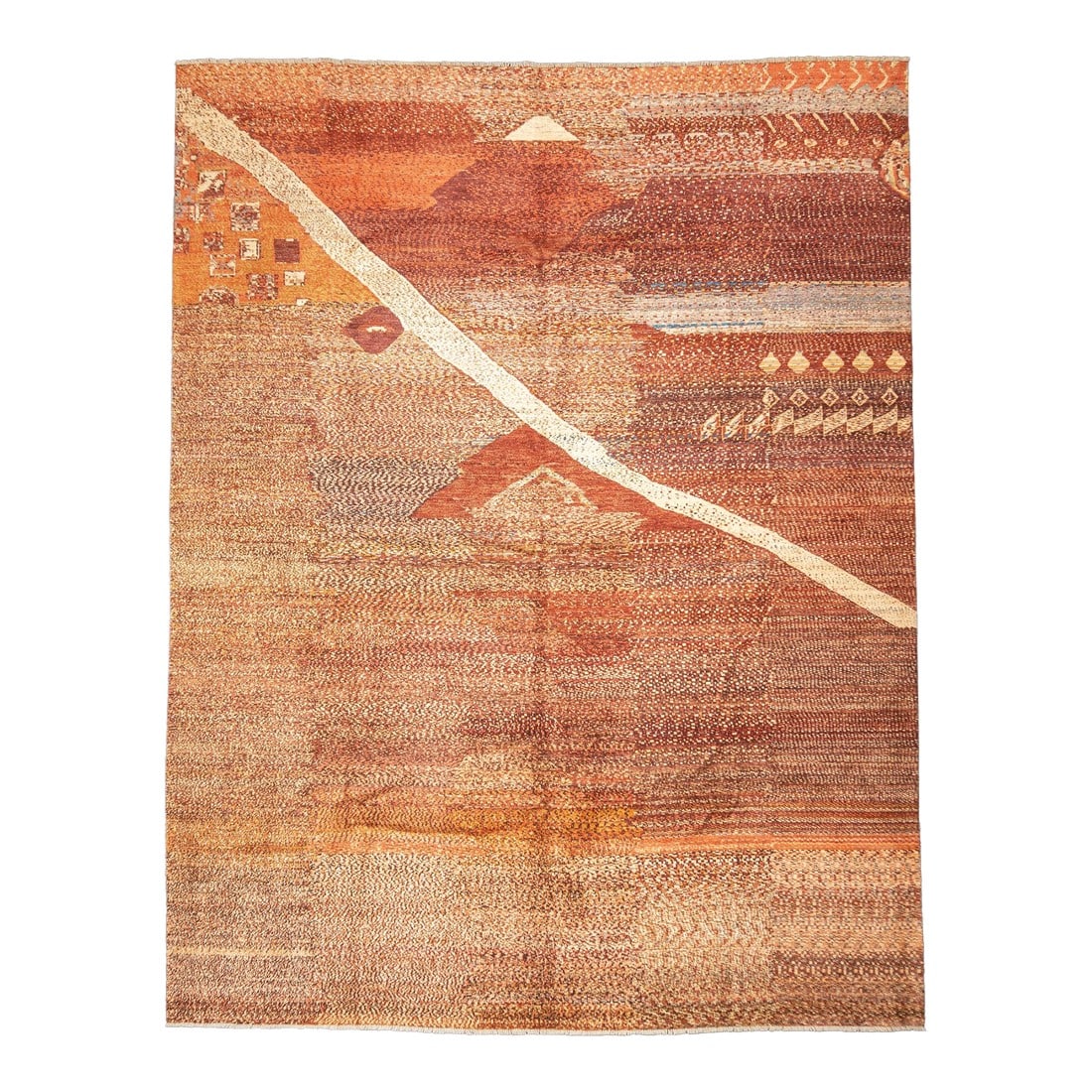 Fine Contemporary Wool Rug 10'0" X 12'10'': Fine Contemporary Wool Rug 10'0" x 12'10''. Recent trends including borderless, abstract, painterly, geometric, non-objective, non-traditional, restricted palette and textural variation (e.g., high an