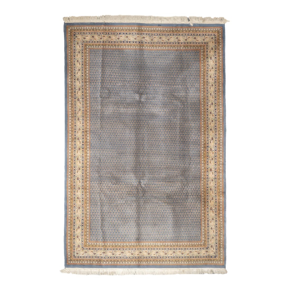 Mid Century Indo Tabriz Wool Rug 6'6" X 9'9": Mid Century Indo Tabriz Wool Rug 6'6" x 9'9". The enormous output of carpets and scatters in virtually every style: medallion, centralized, directional or allover, trein a variety of densities from