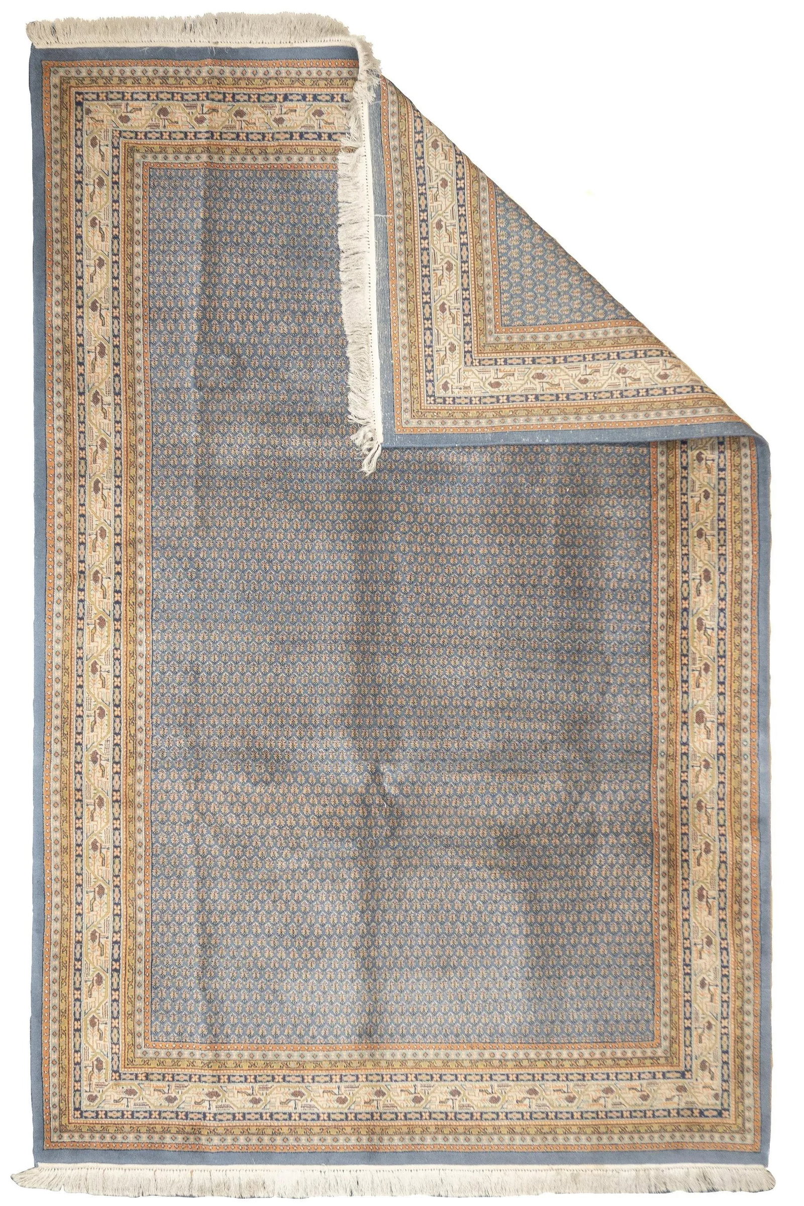 Mid Century Indo Tabriz Wool Rug 6'6" X 9'9" - 2