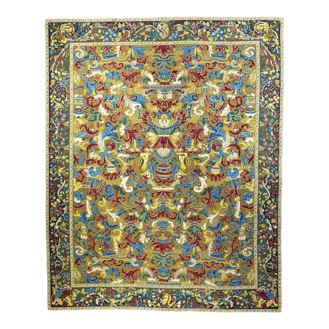 French Aubusson Design Rug 8'0" X 10'0": French Aubusson Design Rug 8'0" x 10'0". Usually English or French, often with repeating allover designs executed with wool cross-stitches. Larger carpets are workshop productions, smaller pieces