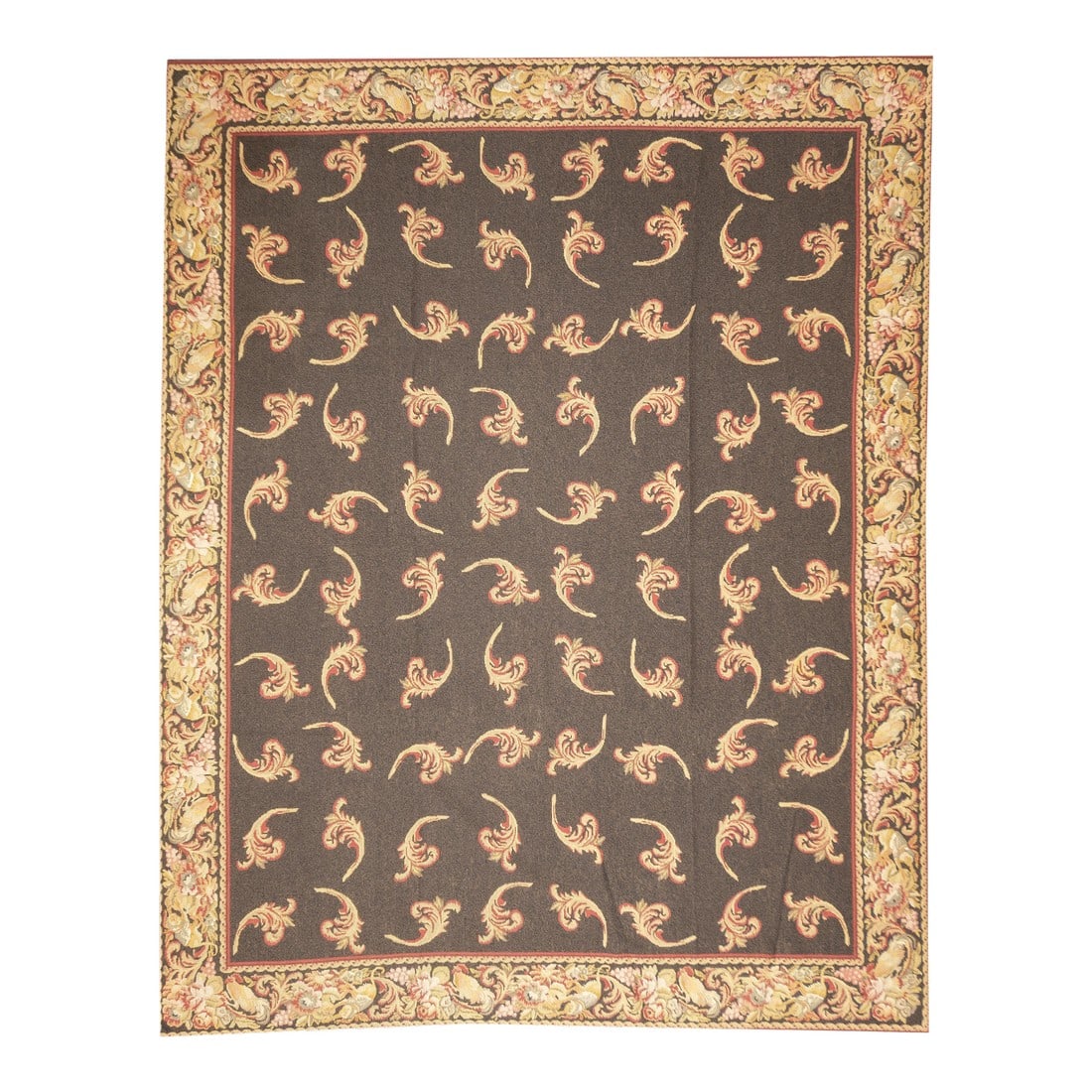 French Aubusson Design Rug 8'0" X 10'0": French Aubusson Design Rug 8'0" x 10'0". Usually English or French, often with repeating allover designs executed with wool cross-stitches. Larger carpets are workshop productions, smaller pieces