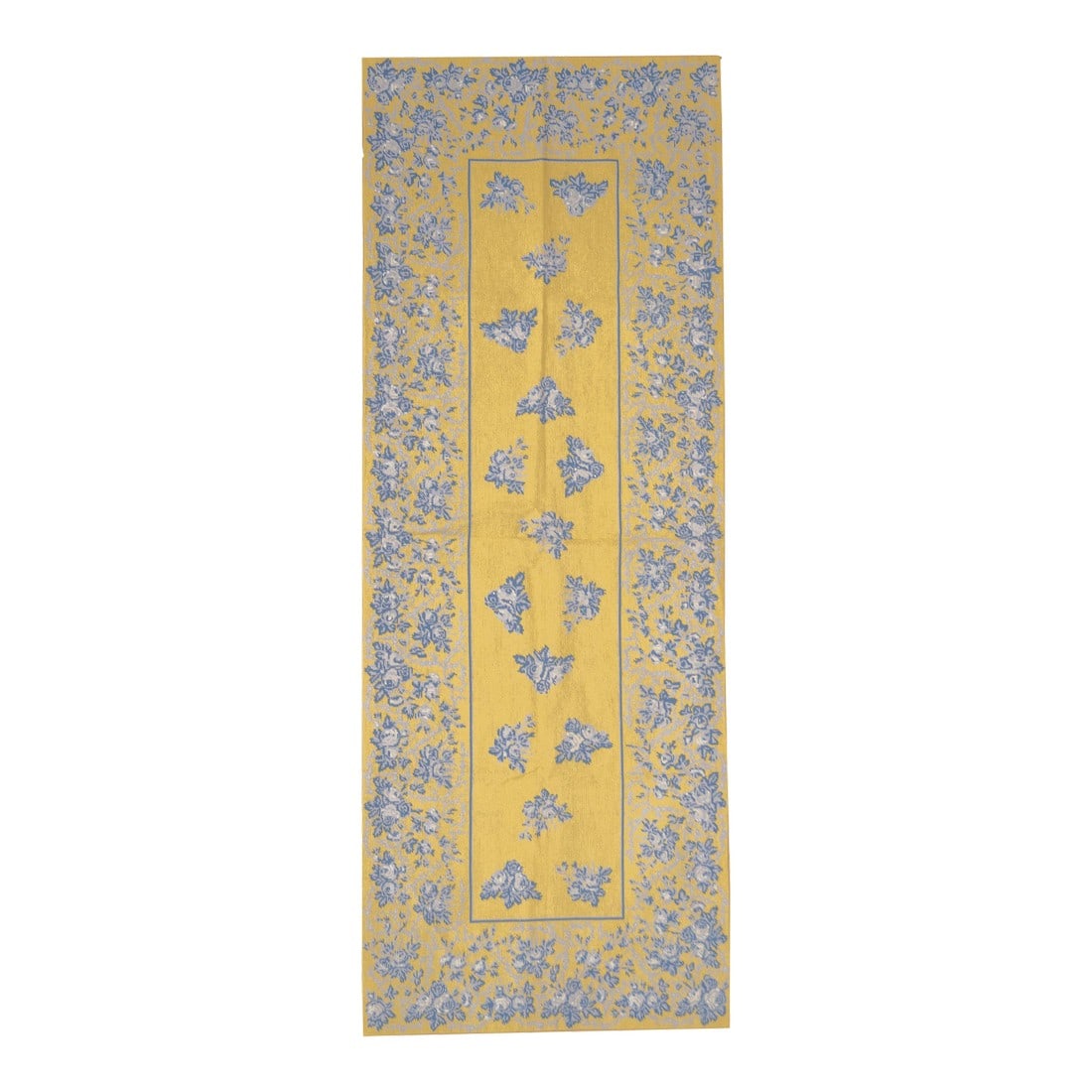 Needle Point Runner 3'0" X 8'0": Needle Point Runner 3'0" x 8'0". Usually English or French, often with repeating allover designs executed with wool cross-stitches. Larger carpets are workshop productions, smaller pieces have a