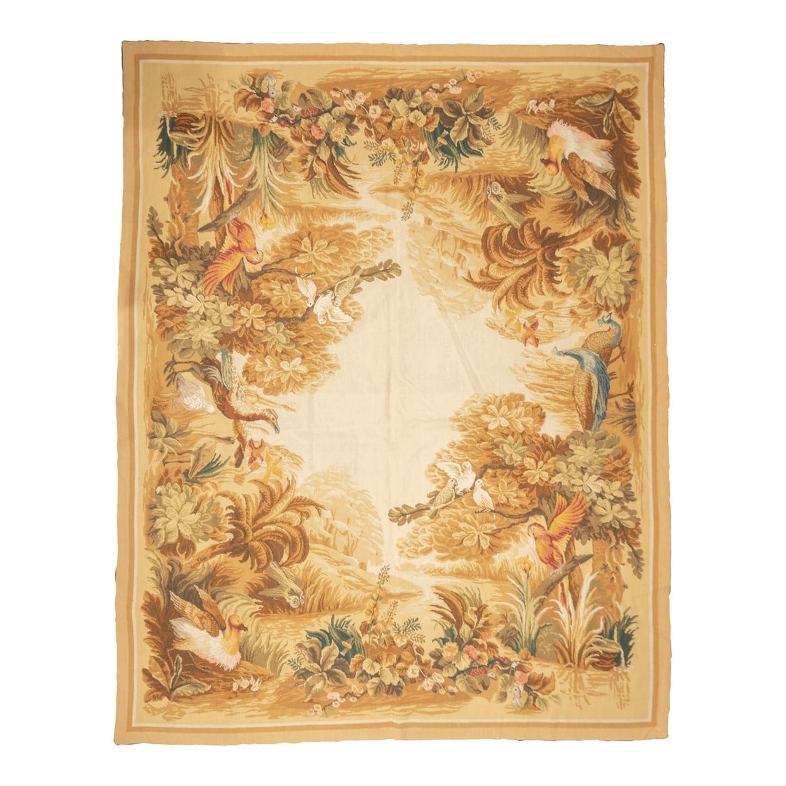 French Aubusson Design Rug 8'0" X 10'0": French Aubusson Design Rug 8'0" x 10'0". Usually English or French, often with repeating allover designs executed with wool cross-stitches. Larger carpets are workshop productions, smaller pieces