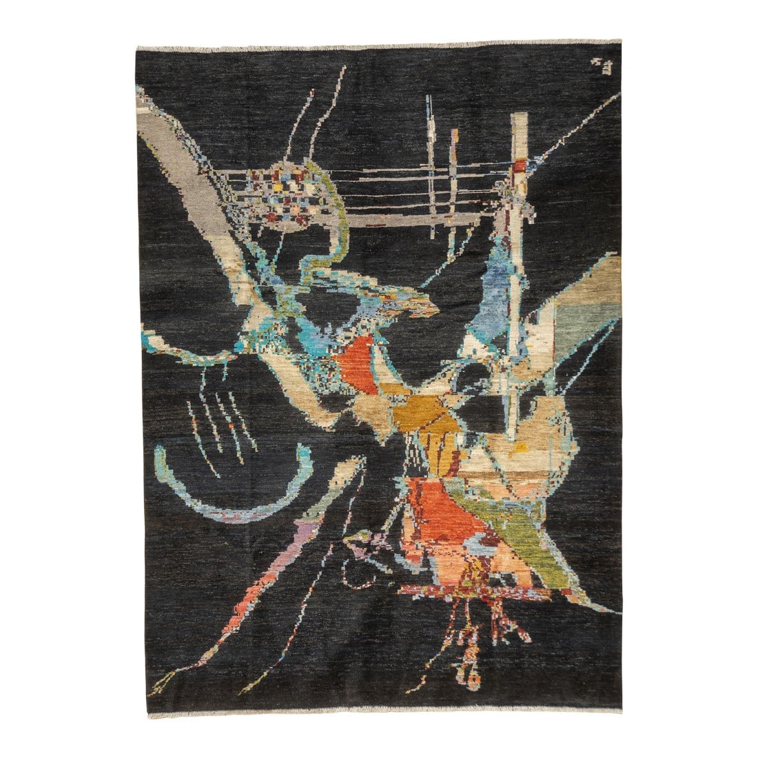 Fine Contemporary Wool Rug 5'6" X 7'7'': Fine Contemporary Wool Rug 5'6" x 7'7''. Recent trends including borderless, abstract, painterly, geometric, non-objective, non-traditional, restricted palette and textural variation (e.g., high and