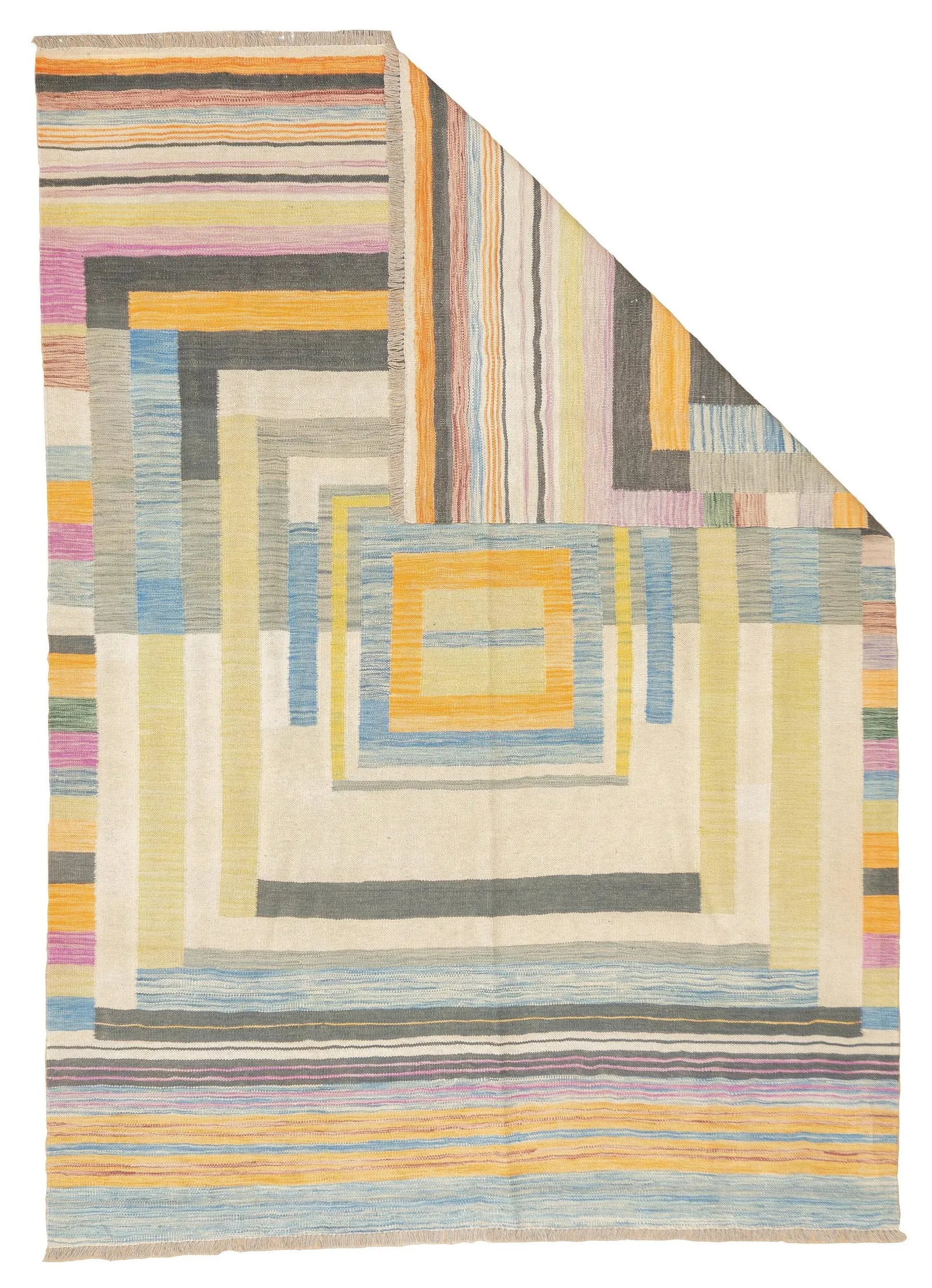 Fine Contemporary Turkish Kilim Flat Weave Wool Rug 5'8" X 8'0" - 2