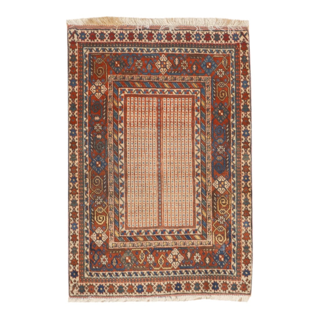 Vintage Afshar Rug 2'5'' X 3'6": Vintage Afshar Rug 2'5'' x 3'6". Refers to the tribes of SE Persia (Kerman Province) who weave a wide variety of styles, including Herati, boteh, medallion, textile, stripes, urban and rustic. Antique