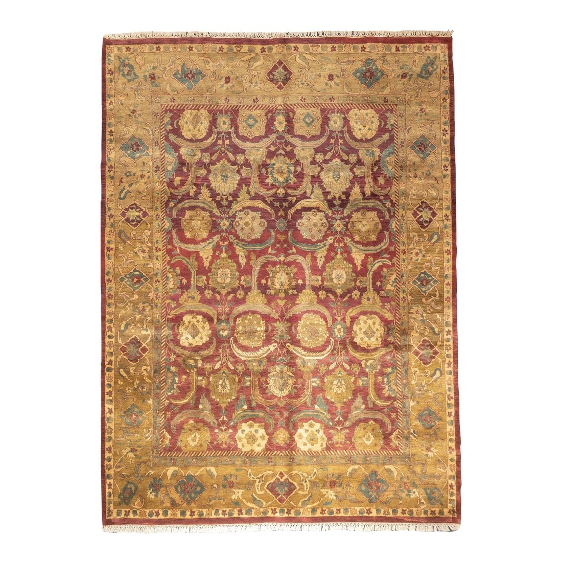 Khorasan Design Rug 9'1'' X 12'2: Khorasan Design Rug 9'1'' x 12'2. The urban rugs made in the enormous NE Persian province (see also Meshed), with repeating patterns, long carpet formats (kellegis), soft wool, jufti knots (knots on f
