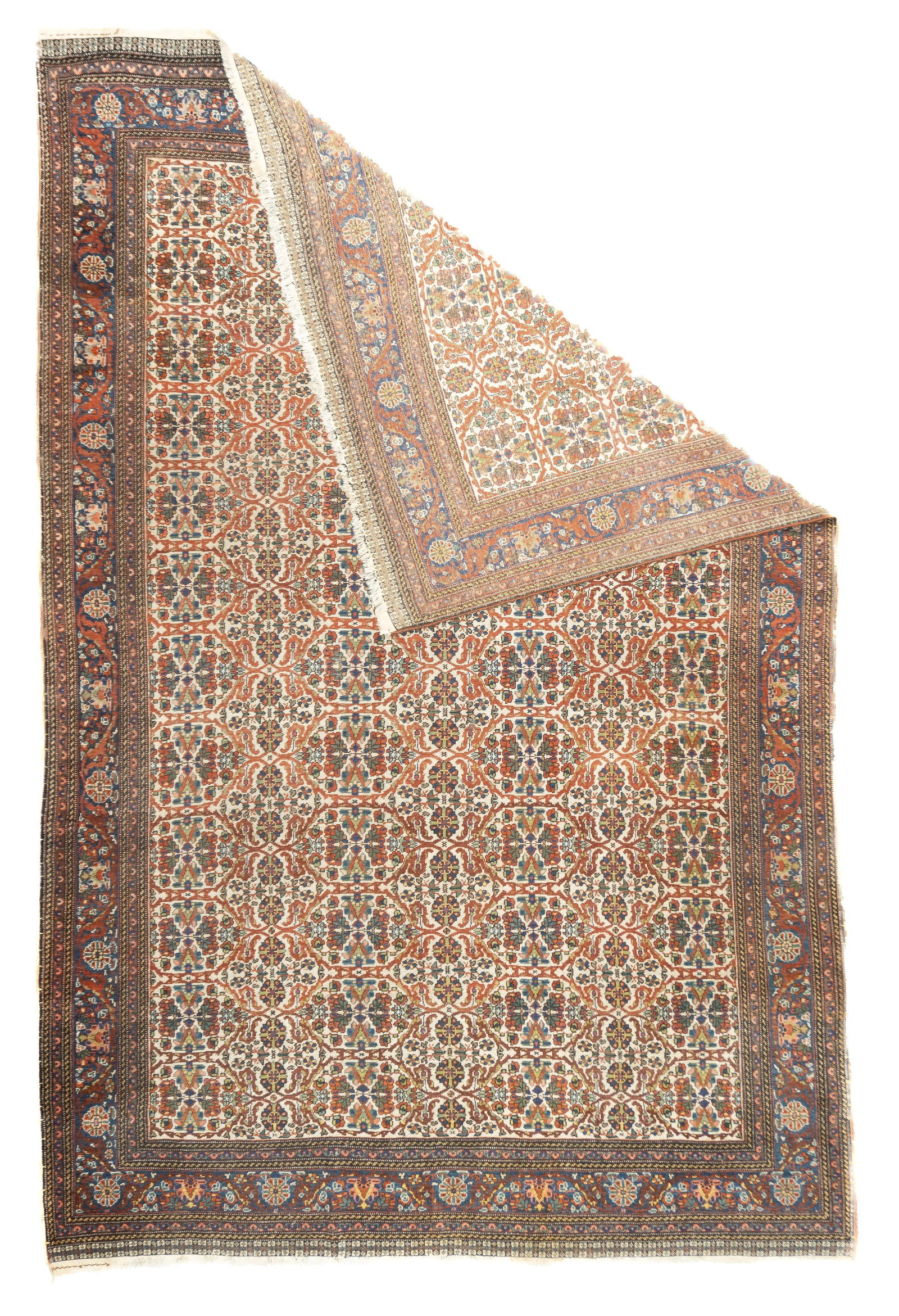 Late 18th Century Ivory Persian Qashqai Rug 6'11'' X 10'6'' - 2