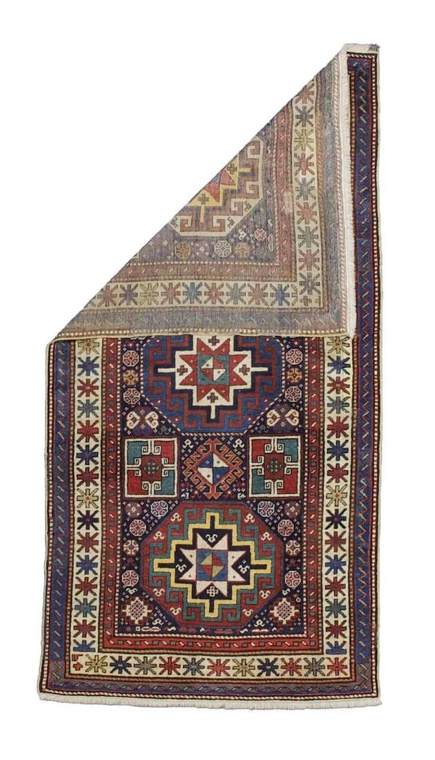 Antique Caucasian Kazak Rug 3'3" X 6'5" - 2
