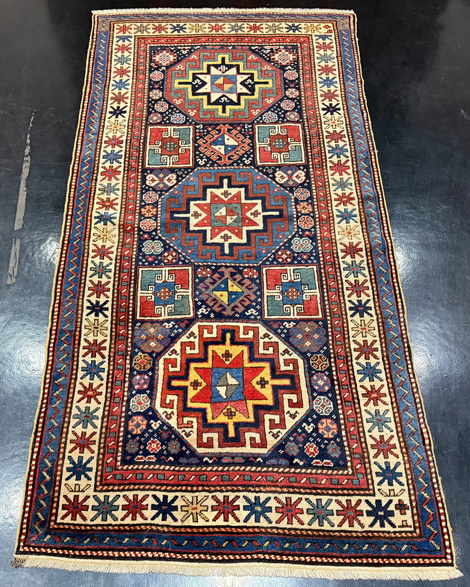 Antique Caucasian Kazak Rug 3'3" X 6'5" - 4