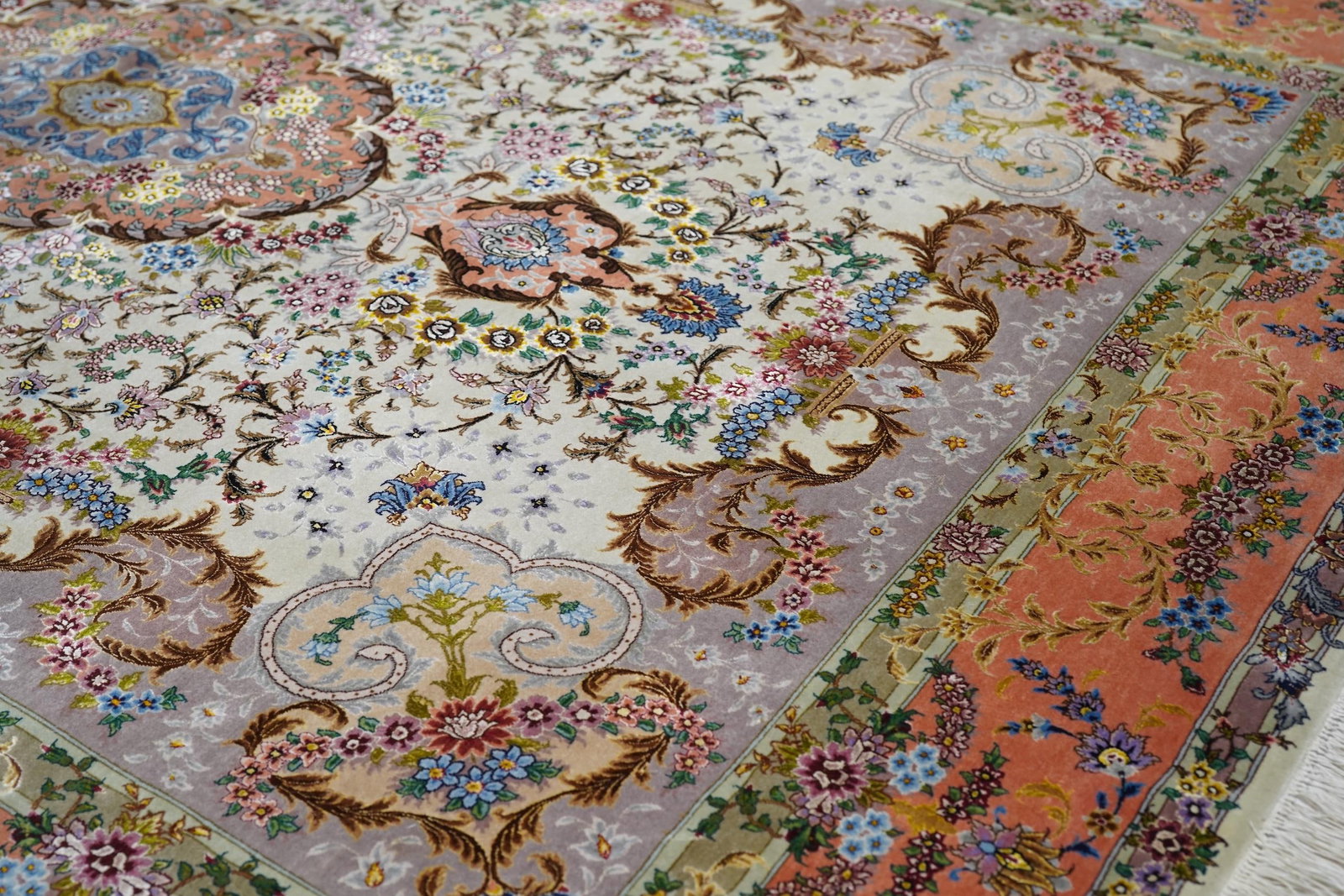 Late 20th Century Extremely Fine Persian Tabriz 70 Raj. Wool and Silk With a Silk Foundation Rug 5'3 - 5