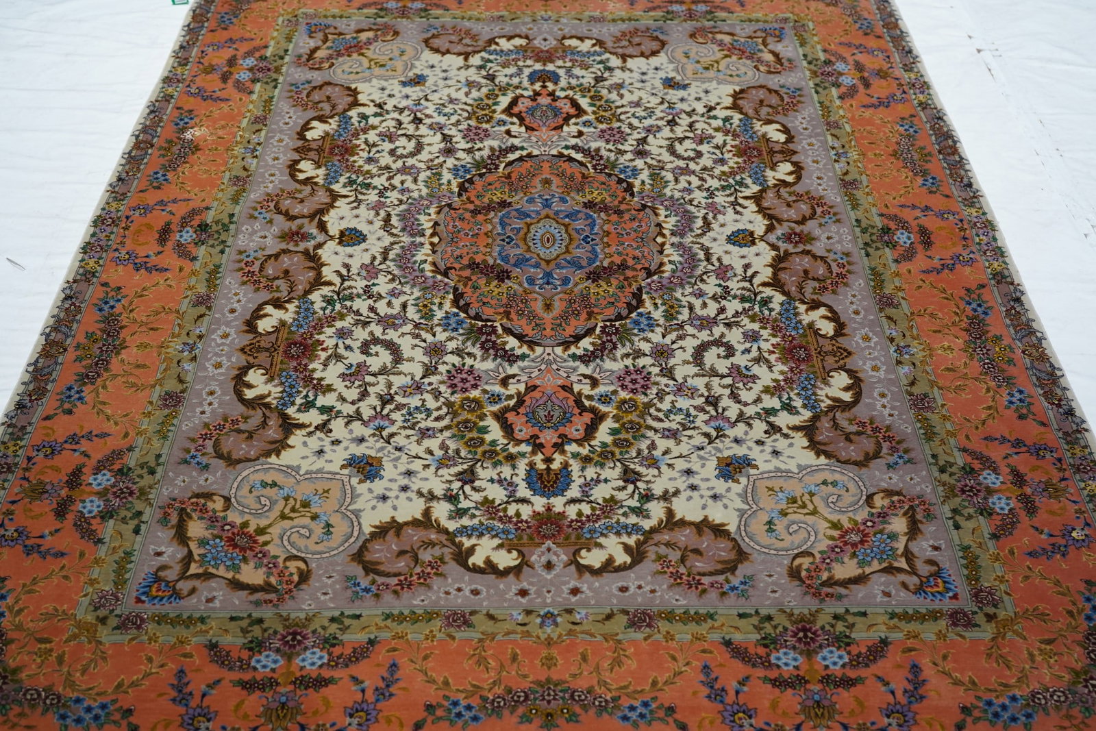 Late 20th Century Extremely Fine Persian Tabriz 70 Raj. Wool and Silk With a Silk Foundation Rug 5'3 - 7