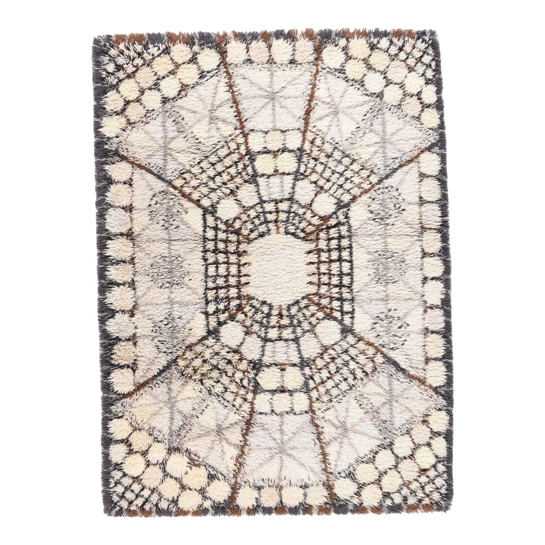 Fine Vintage Swedish Rug/Carpet, Hand Knotted, Circa 1950's, Size 4' X 5'8": Fine Vintage Swedish Rug/Carpet, Hand Knotted, Circa 1950's Design: Art Deco Carpets and rugs have been handmade knotted wool in Sweden for centuries, taking on many different forms and functions over