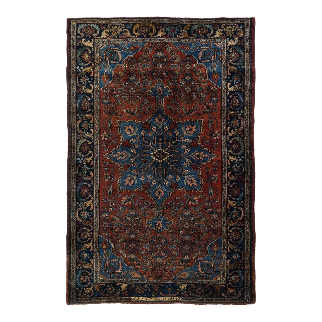 Antique Bidjar Rug 4'7'' X 7'0'': West Persian Kurdish Bidjar rugs, whether town or village, are very rarely dated and/or signed, making this scatter with an "iron" construction just that much more desirable. With all natural dyes, th