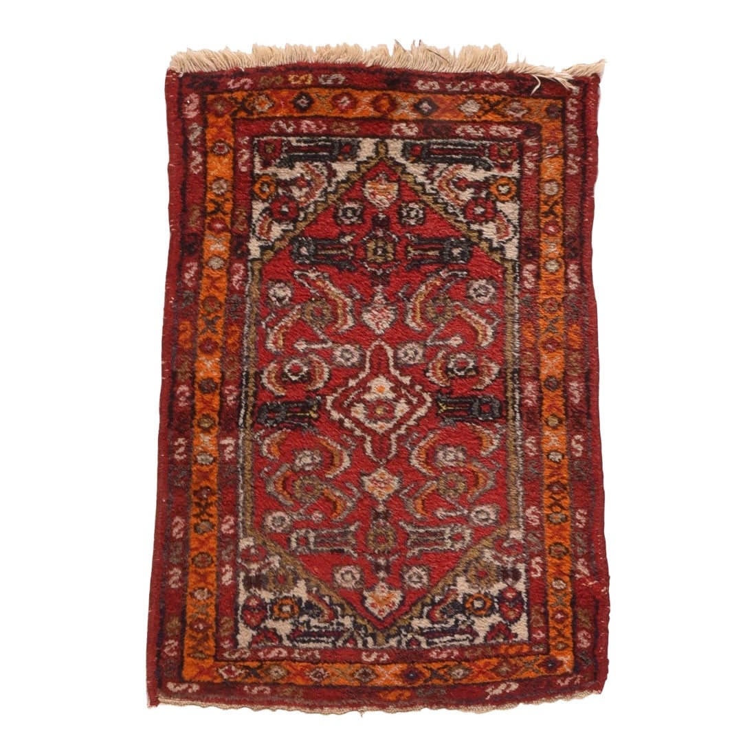 Vintage Hamedan Rug 1'10'' X 2'8'': Vintage Hamedan Rug 1'10'' x 2'8'' Circa 1960 Condition: Alterations: Unknown Imperfections: Some Imperfections Condition Notes: Good Dimensions: Height: 0.01 in. Width: 22 in. Depth: 32 in.