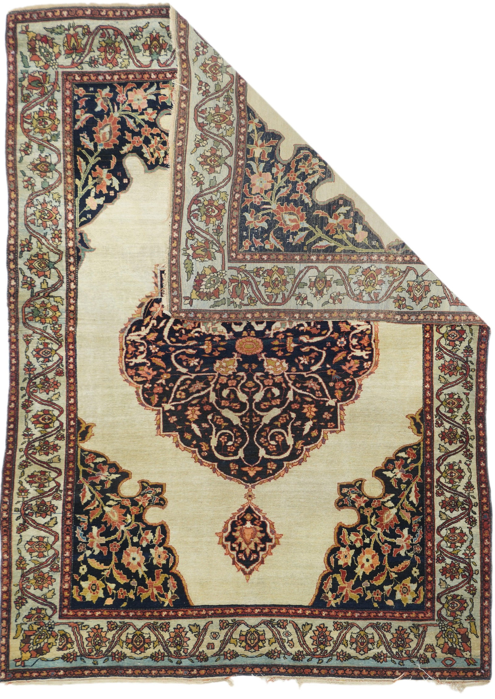Late 18th Century Antique Sarouk Rug 4'2'' X 5'10'' - 2