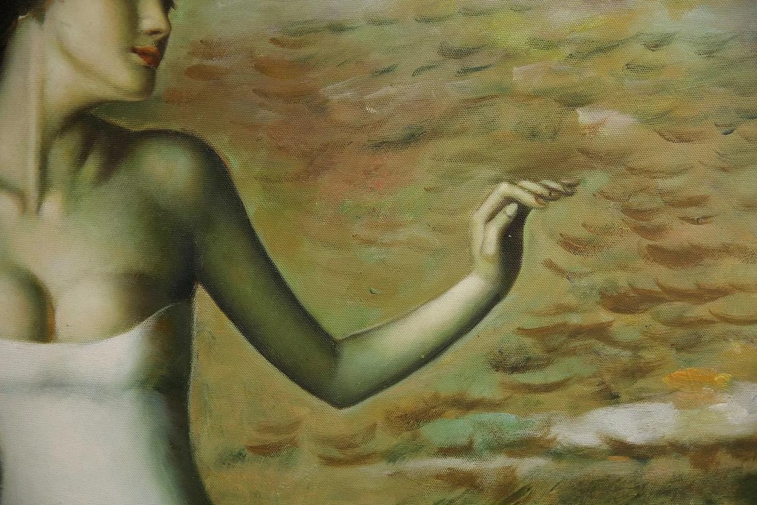 Mid 20th Century Woman in White with a Swan - 4