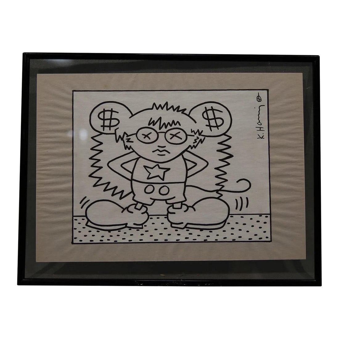 Mid 20th Century Marker on Paper - Keith Haring: Keith Haring marker on paper 8.25" x 11.1/2" Condition: Alterations: Unknown Imperfections: Some Imperfections Condition Notes: Good Condition Dimensions: Height: 8.25 in. Width: 11.5 in. Depth: 1 in.