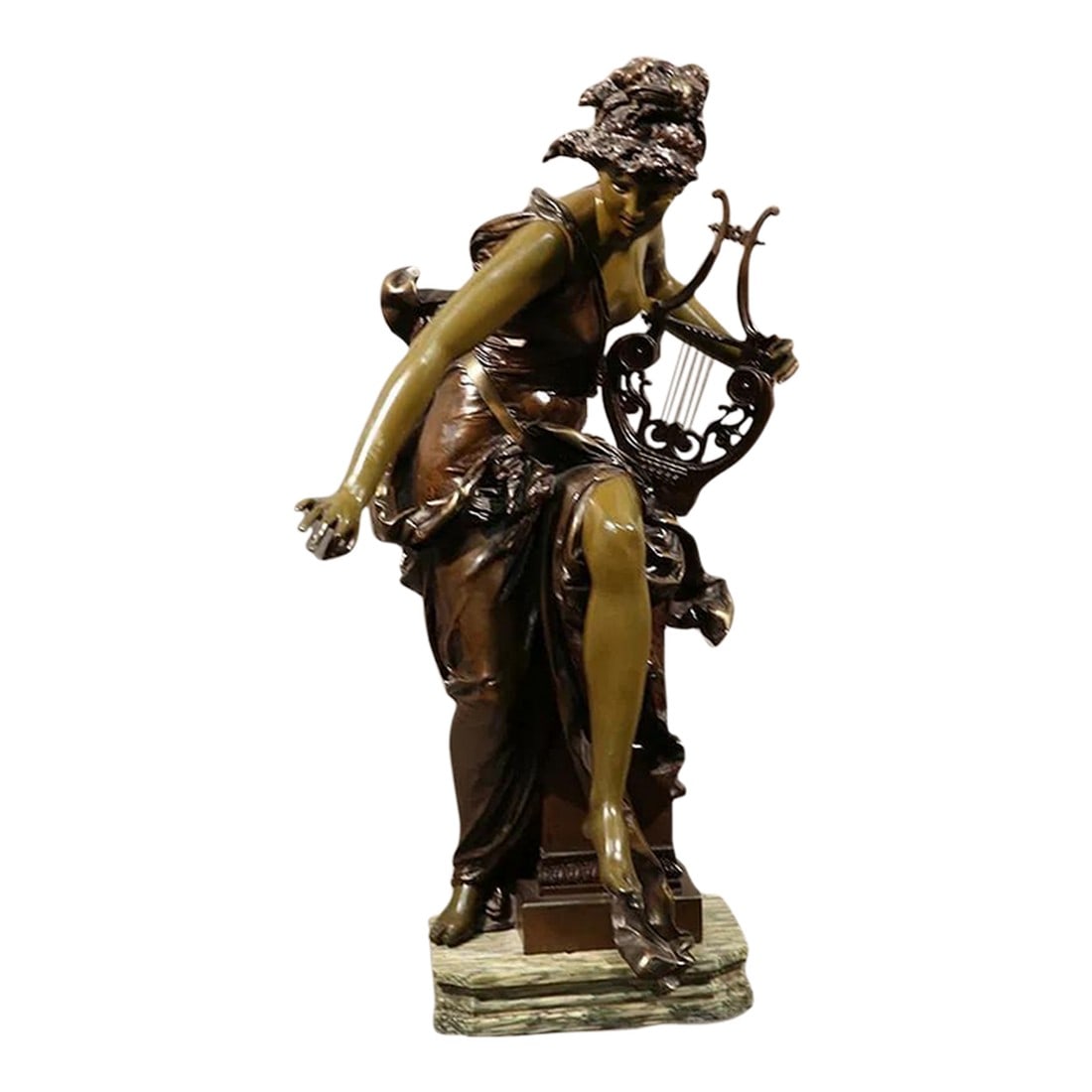 Mid 20th Century Melodie - Albert Ernest Carrier-Belleuse Bronze: Albert Ernest Carrier-Belleuse Bronze 31" Bronze 29" W: 17" D: 14" Base 11"x8.5" Melodie 31" Condition: Alterations: Unknown Imperfections: Some Imperfections Condition Notes: Good Condition