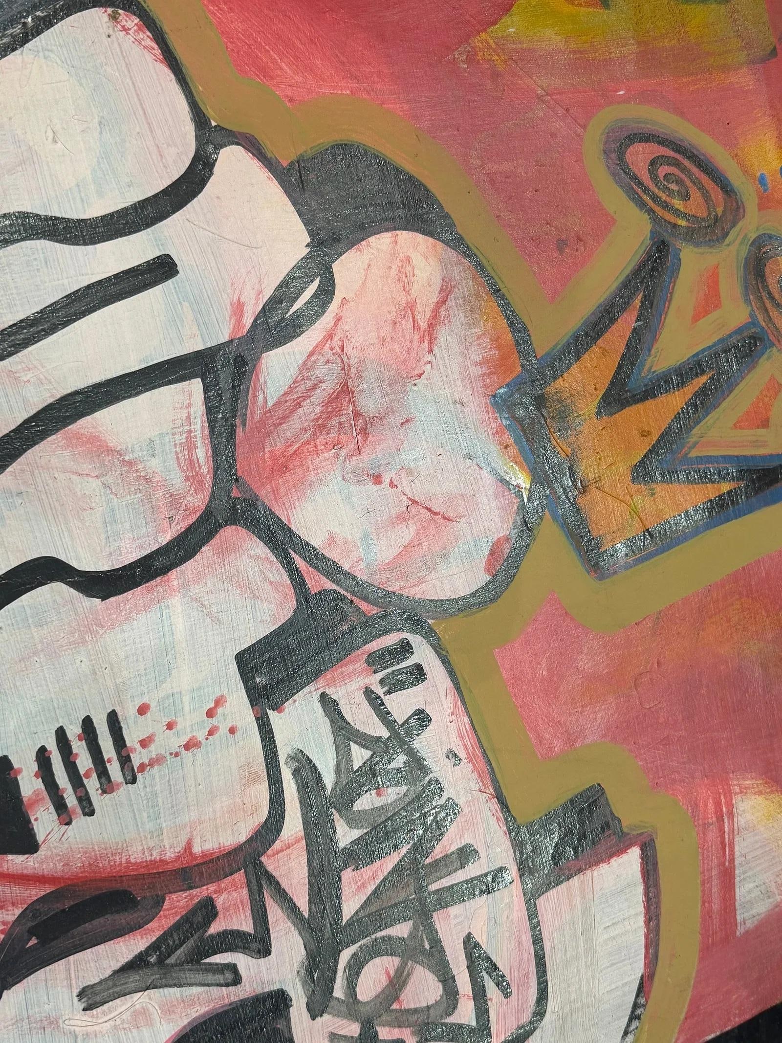 Mid 20th Century Graffiti-Style Canvas Painting - 3