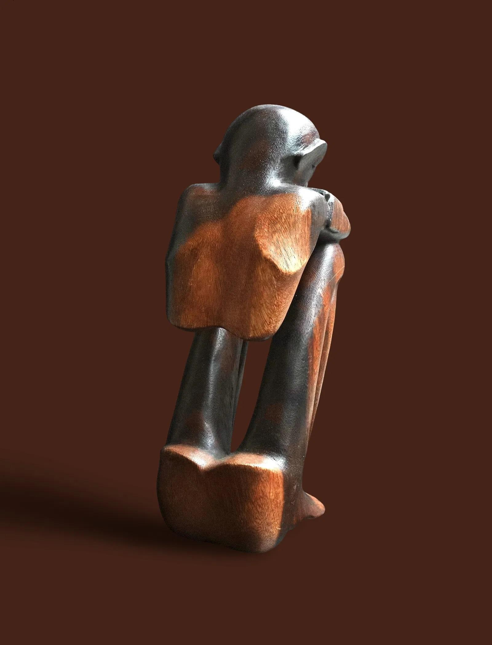 Mid 20th Century African Thinker Sculpture - 3