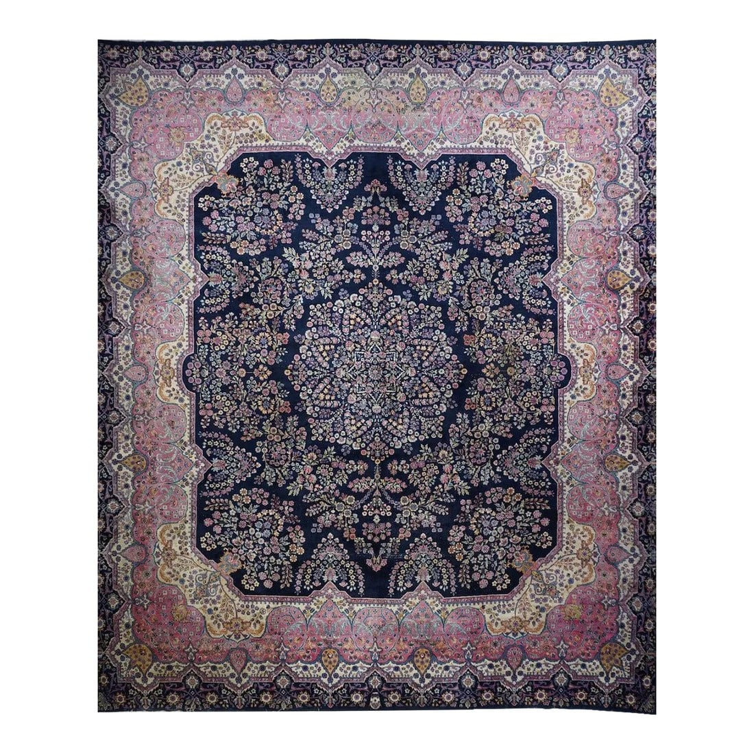 Vintage Persian Rug 11'9'' X 14'4'': Persia Wool on Cotton Rug 11'9'' x 14'4''. Condition: Alterations: Original Condition Unaltered Imperfections: Some Imperfections Condition Notes: GOOD Dimensions: Height: 0.5 in. Width: 141 in. Depth