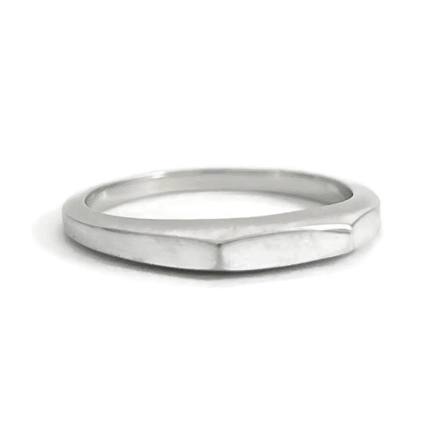 Faceted Angle Geometric Statement Ring 18K White Gold, Size 6.5, 2.73 Grams (1 of 8)