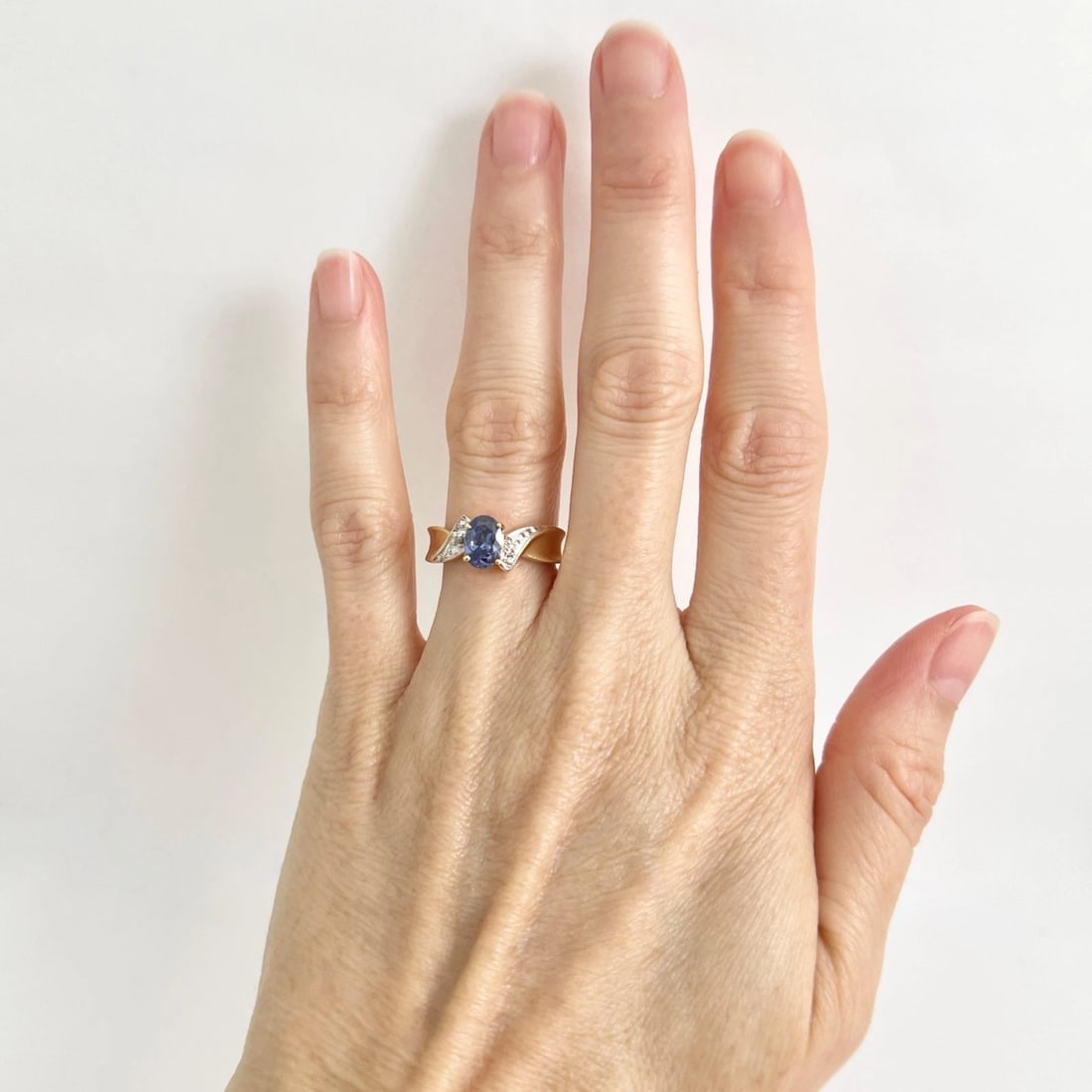 Blue Tanzanite Diamond Statement Ring 14K Yellow Gold, 3.67 Grams - 2