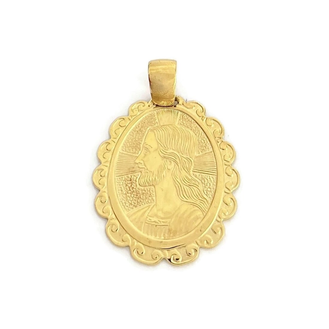 Estate Jesus Religious Necklace Pendant 18K Yellow Gold, 3.83 Grams (1 of 8)