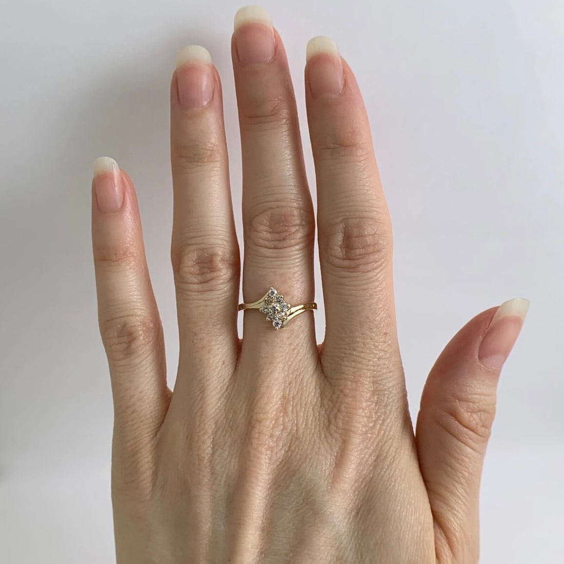 Diamond Marquise Cluster Statement Ring 14K Yellow Gold, .18 CTW, 1.97 Grams - 2