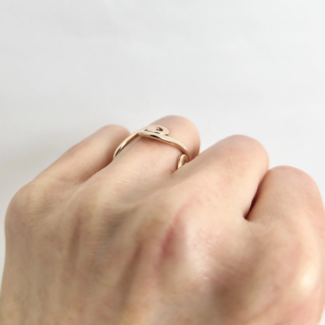 Spiral Swirl Scroll Wave Ring 14K Pink Rose Gold, Size 7.25 - 5