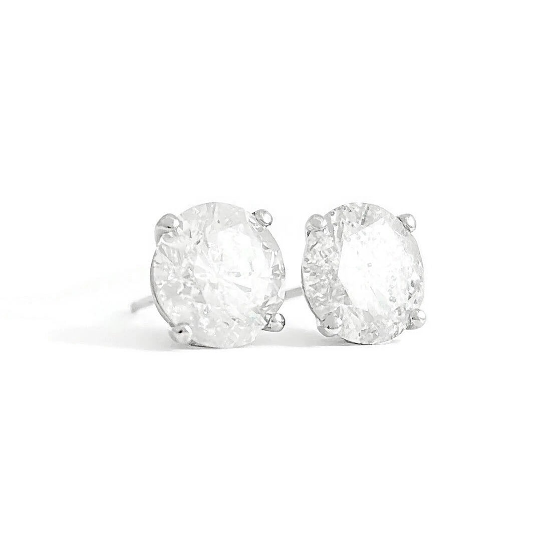 Round Diamond Stud Earrings 14K White Gold 4-Prong Martini, 4.41 CTW (1 of 4)