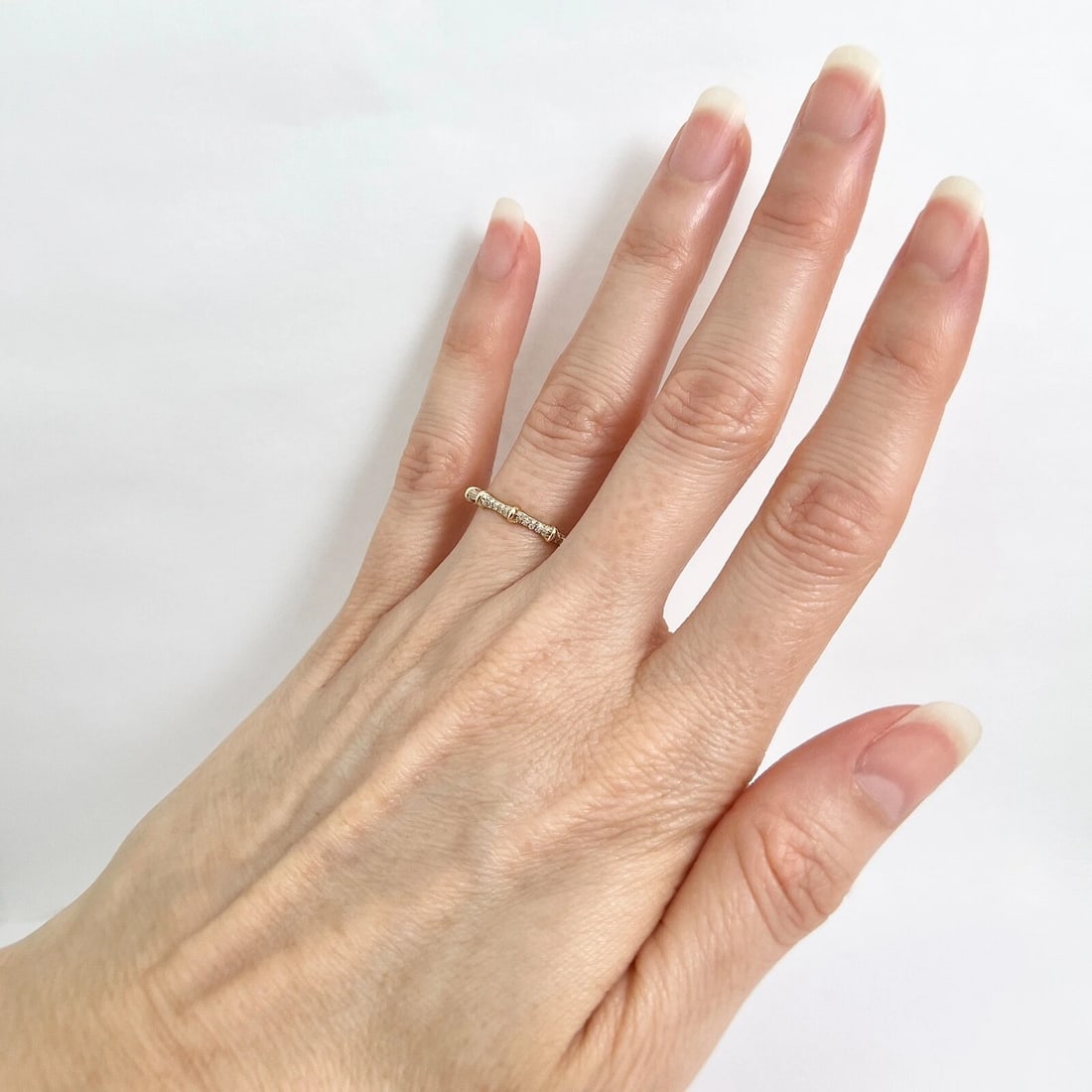 Pave Diamond Bamboo Band Ring 14K Yellow Gold, .21 CTW - 4