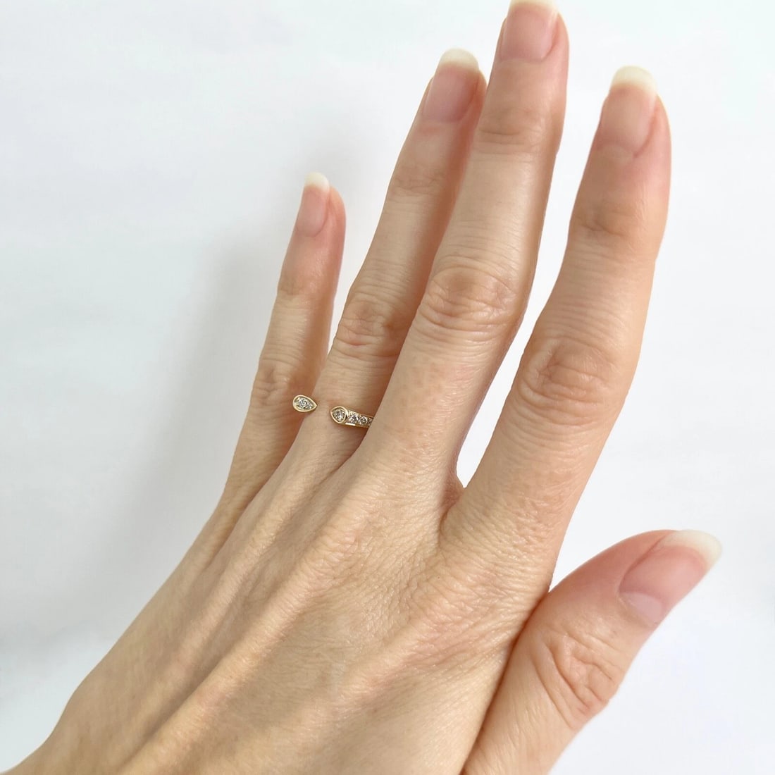 Pave Diamond Open Claw Ring 14K Yellow Gold, Size 6.75 - 5