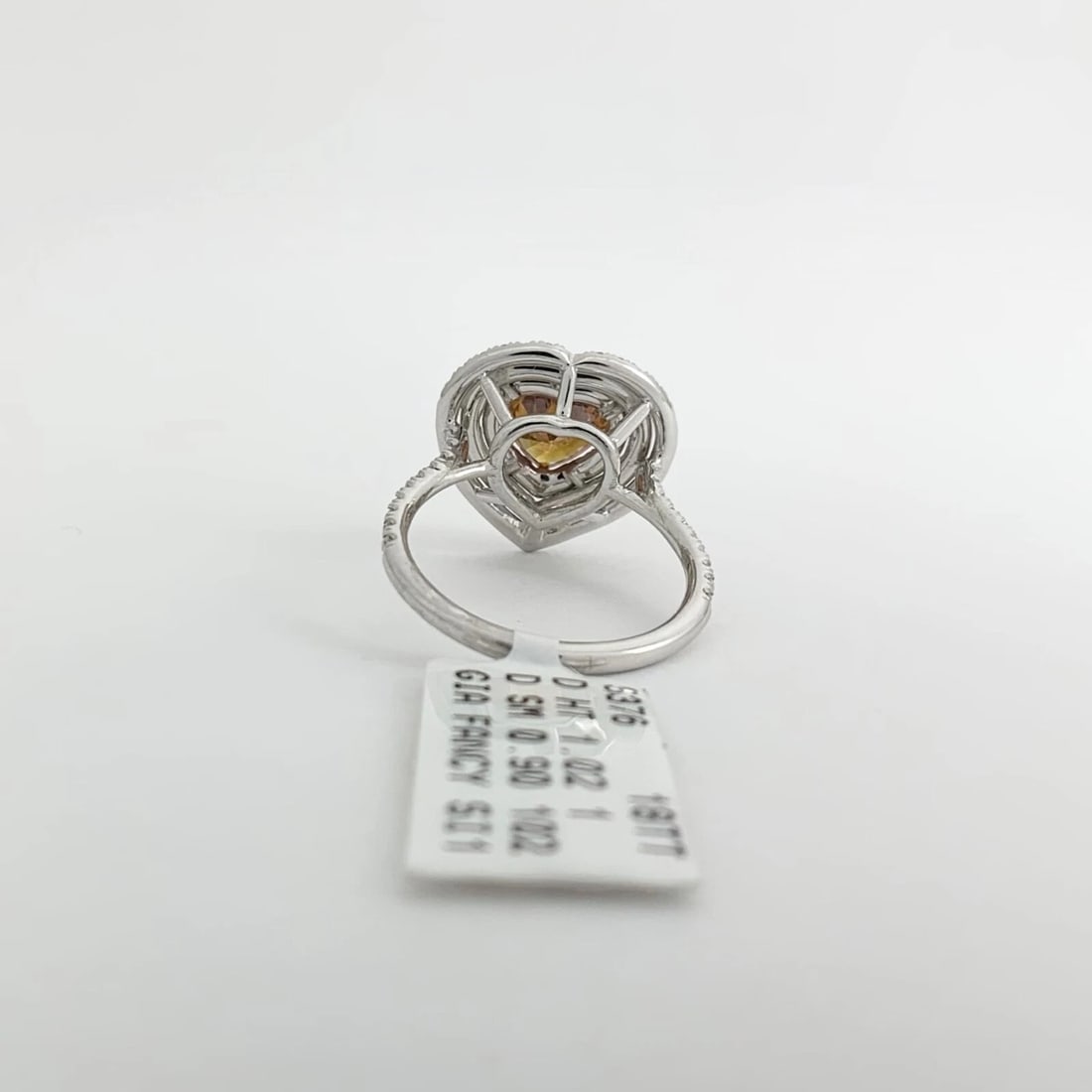 GIA Fancy Brown Orange Yellow Heart Diamond Halo Ring 18K White Gold 1.92 CTW - 9
