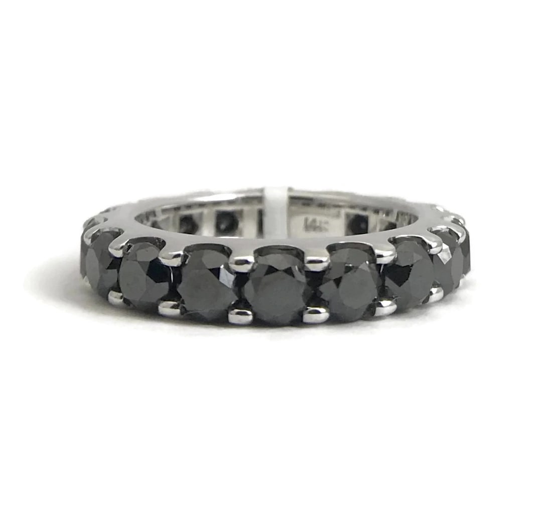 Black Diamond Eternity Band Ring 14K White Gold, 2.75 CTW, Size 5.5, 5.13 Grams (1 of 12)