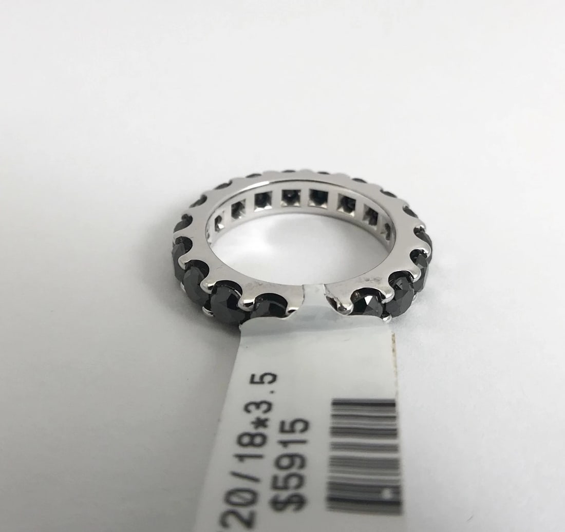 Black Diamond Eternity Band Ring 14K White Gold, 2.75 CTW, Size 5.5, 5.13 Grams - 9