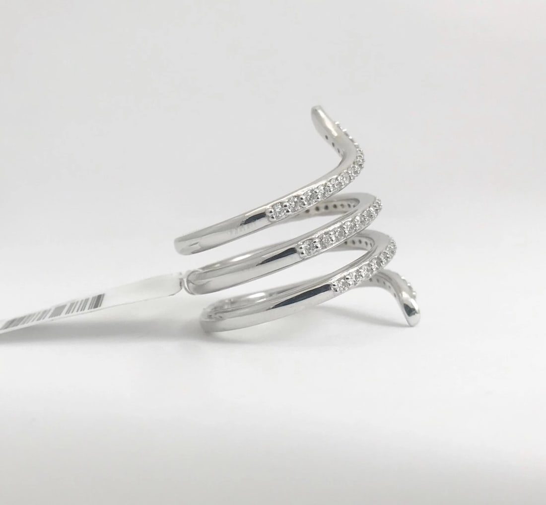 Spiral Snake Diamond Wrap Ring 14K White Gold, .70 CTW, Size 7, 7.55 Grams - 10