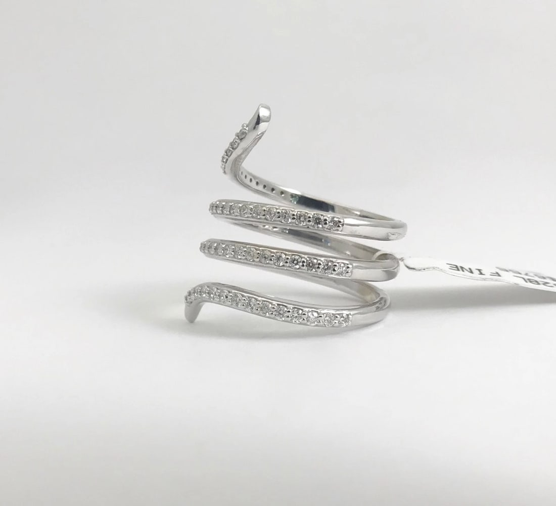 Spiral Snake Diamond Wrap Ring 14K White Gold, .70 CTW, Size 7, 7.55 Grams - 11