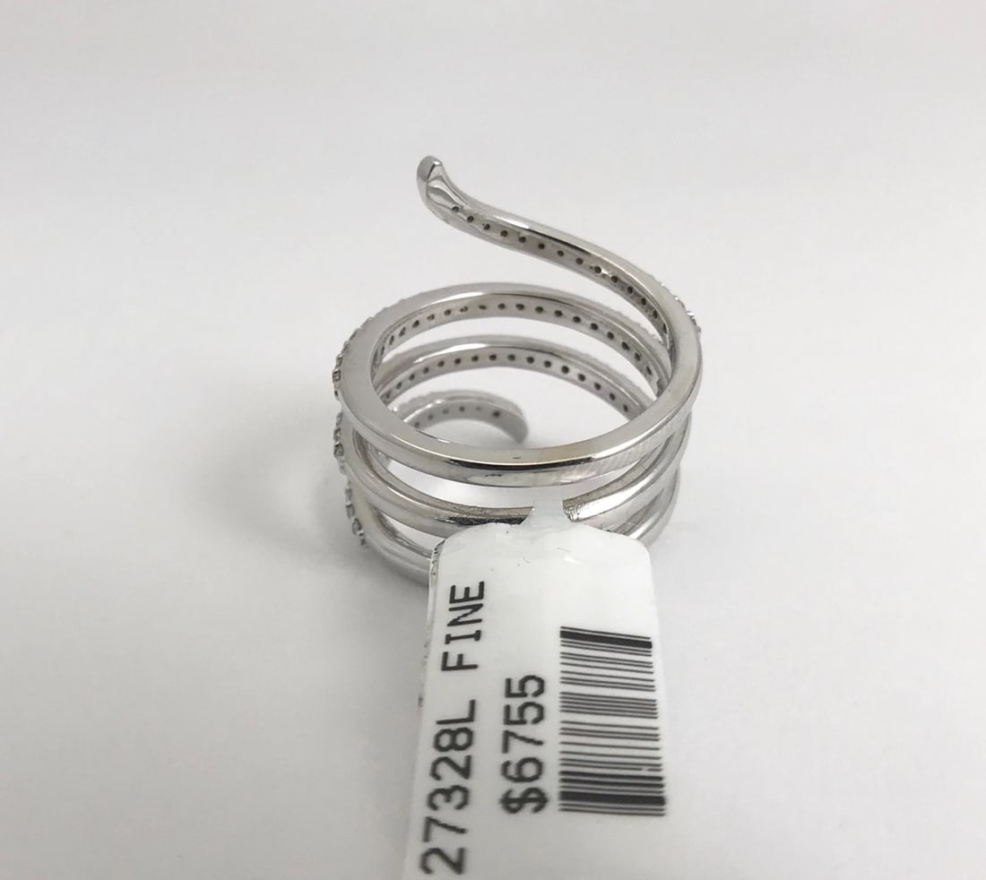 Spiral Snake Diamond Wrap Ring 14K White Gold, .70 CTW, Size 7, 7.55 Grams - 12