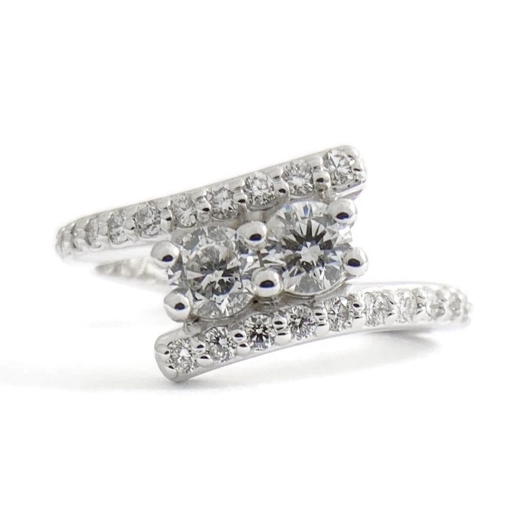 2-Stone Round Diamond Wrap Ring in 14K White Gold, .81 CTW, 4.50 Grams (1 of 11)